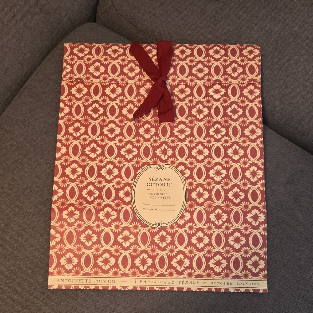 Sezane Burgundy and Cream Gift Bag
